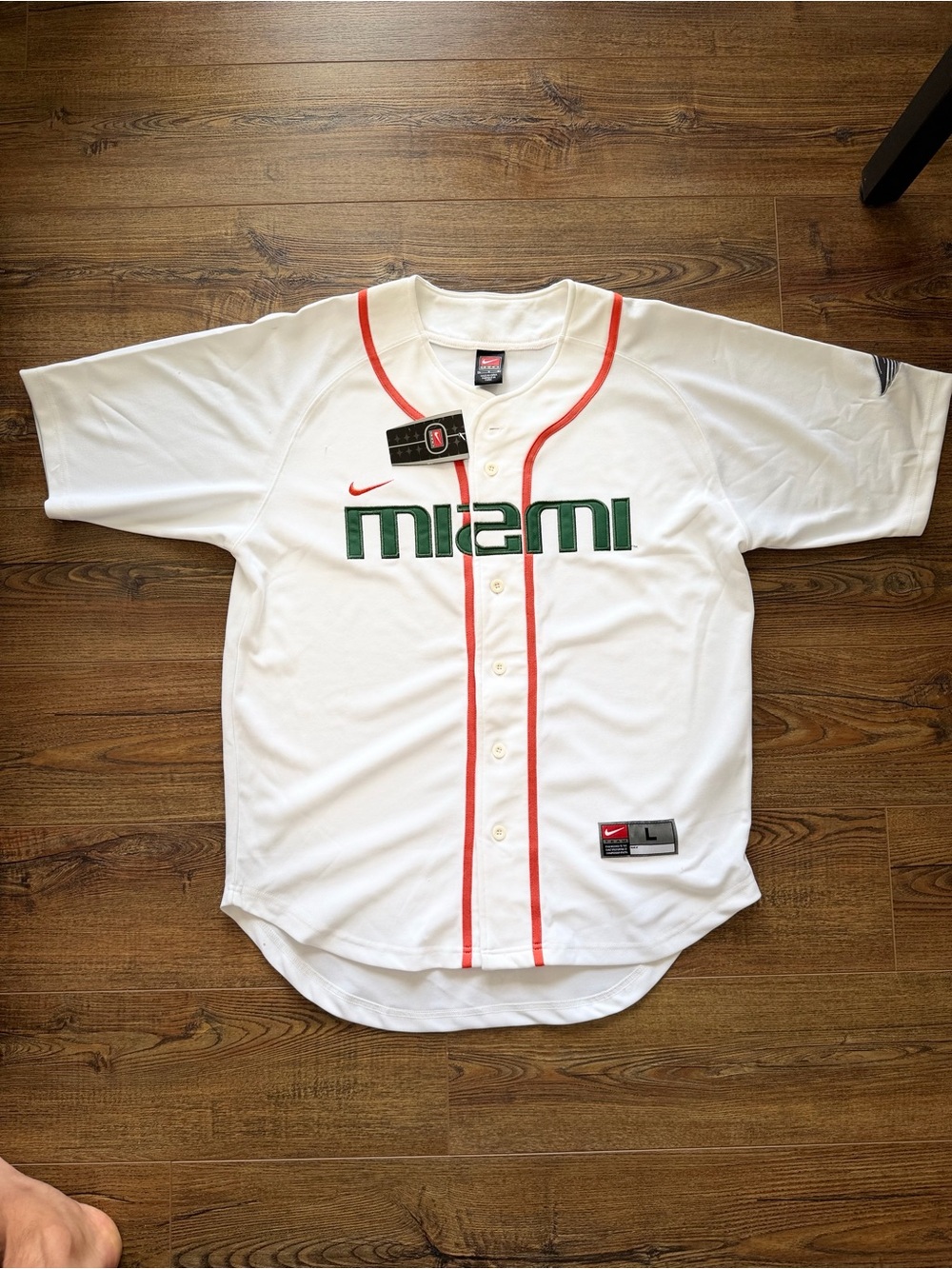 Vintage Nike Team Miami Hurricanes Baseball Jersey Size L NWT College Sewn